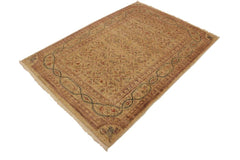 handmade Transitional Kafkaz Lt. Tan Brown Hand Knotted RECTANGLE 100% WOOL area rug 4 x 6