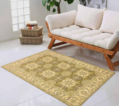 handmade Transitional Kafkaz Lt. Green Ivory Hand Knotted RECTANGLE 100% WOOL area rug 4 x 6