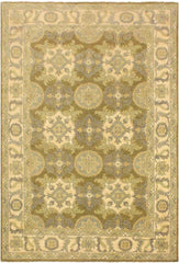 handmade Transitional Kafkaz Lt. Green Ivory Hand Knotted RECTANGLE 100% WOOL area rug 4 x 6