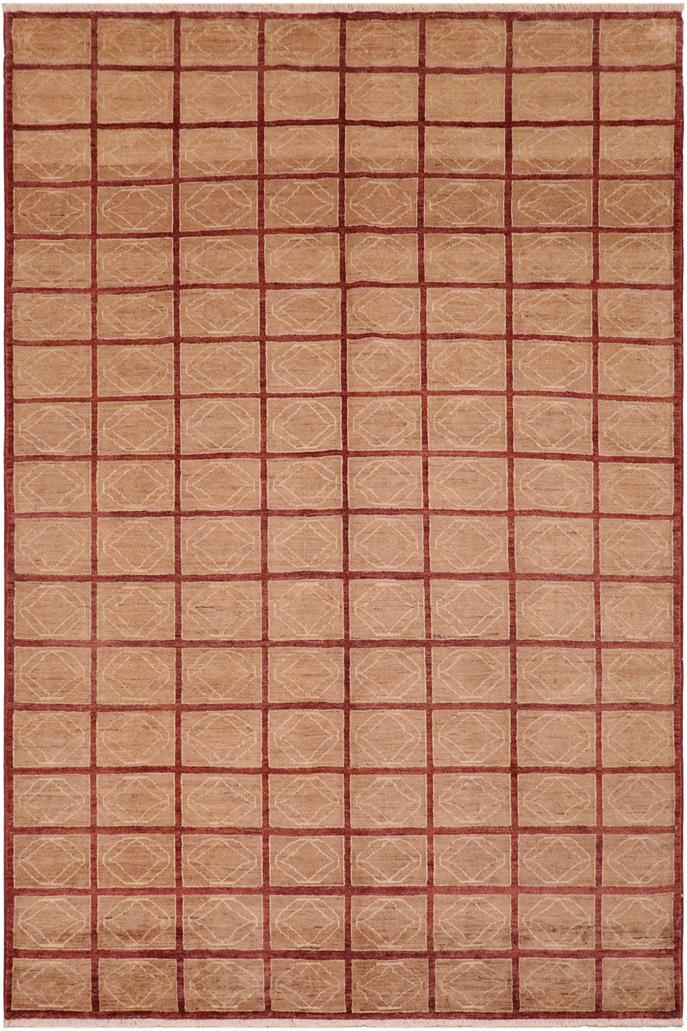 handmade Modern Gabbeh Tan Aubergine Hand Knotted RECTANGLE 100% WOOL area rug 8  x 10 