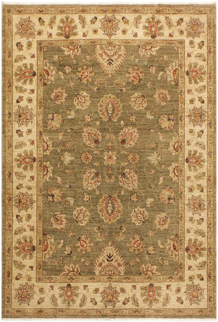 handmade Traditional Kafkaz Lt. Green Ivory Hand Knotted RECTANGLE 100% WOOL area rug 5 x 7