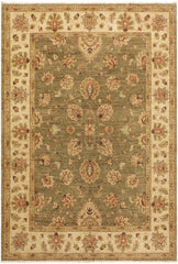 handmade Traditional Kafkaz Lt. Green Ivory Hand Knotted RECTANGLE 100% WOOL area rug 5 x 7