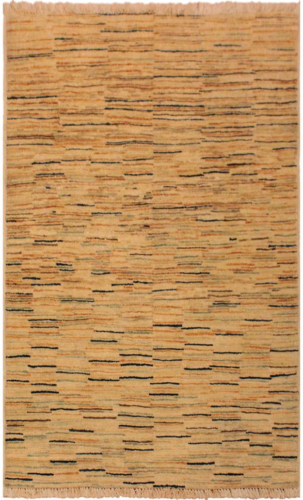 handmade Modern Gabbeh Beige Orange Hand Knotted RECTANGLE 100% WOOL area rug 3  x 4 