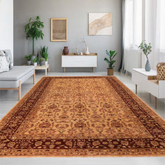 handmade Transitional Kafkaz Lt. Gold Brown Hand Knotted RECTANGLE 100% WOOL area rug 10 x 16