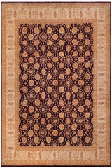 handmade Traditional Kafkaz Aubergine Ivory Hand Knotted RECTANGLE 100% WOOL area rug 12 x 15