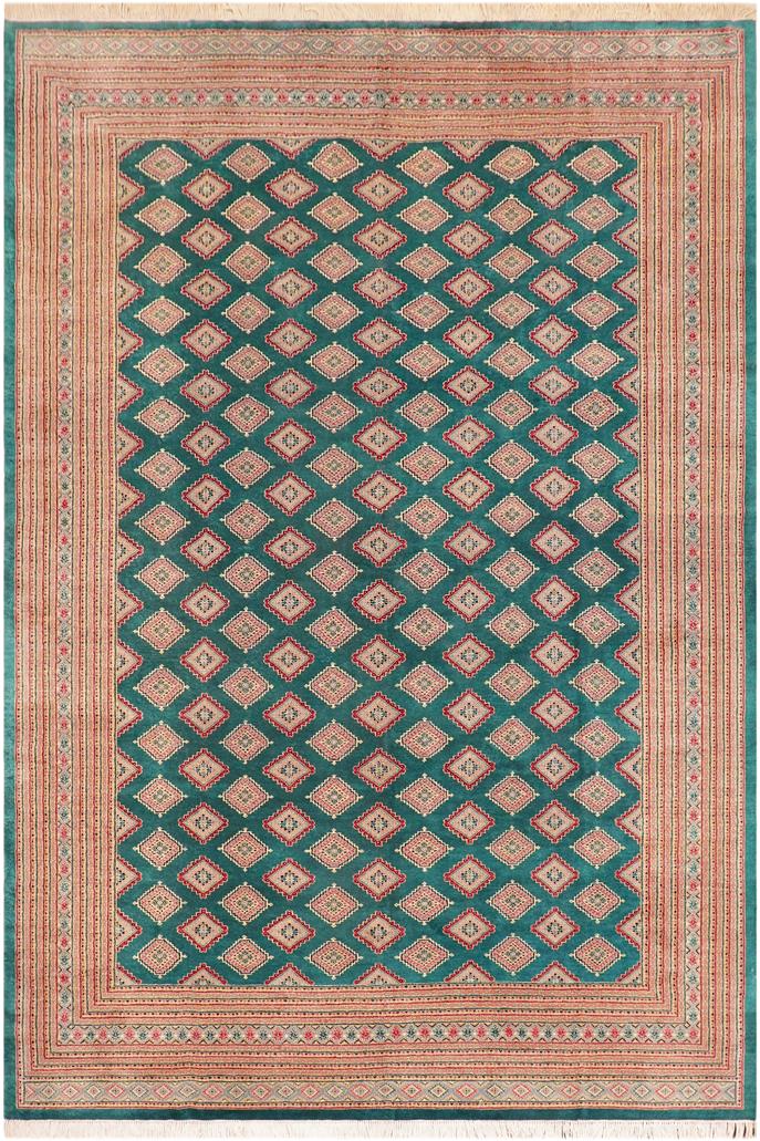 handmade Geometric Bokhara Green Pink Hand Knotted RECTANGLE 100% WOOL area rug 10 x 14