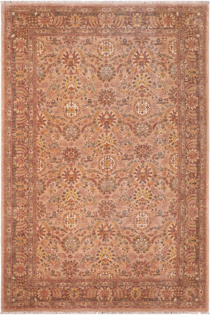 handmade Traditional Kafkaz Tan Brown Hand Knotted RECTANGLE 100% WOOL area rug 6 x 9