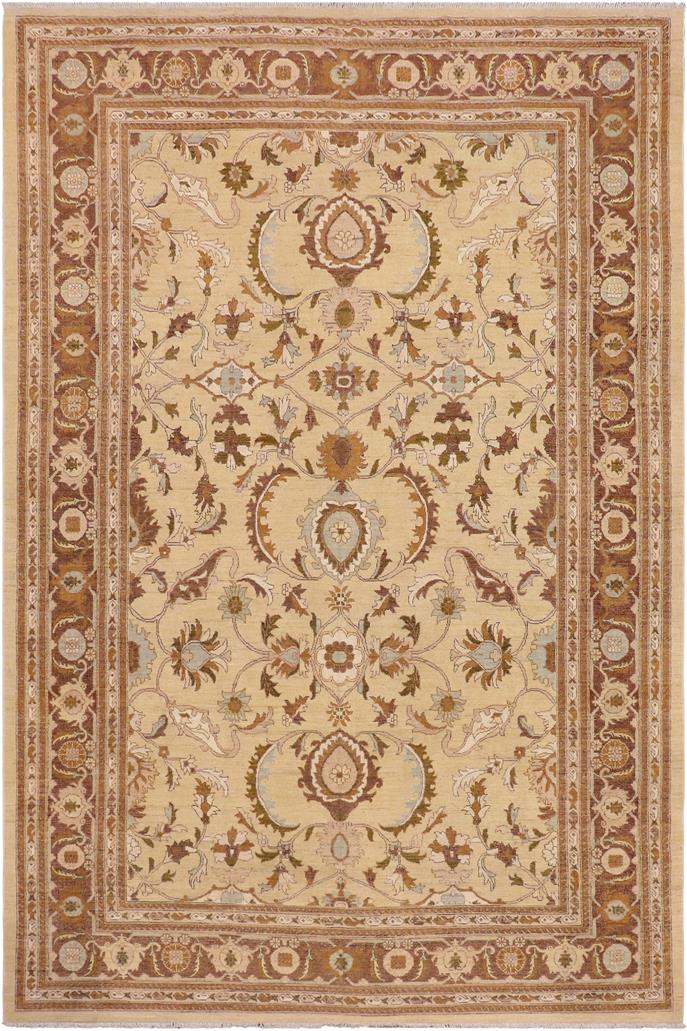 handmade Traditional Kafkaz Tan Brown Hand Knotted RECTANGLE 100% WOOL area rug 9 x 13