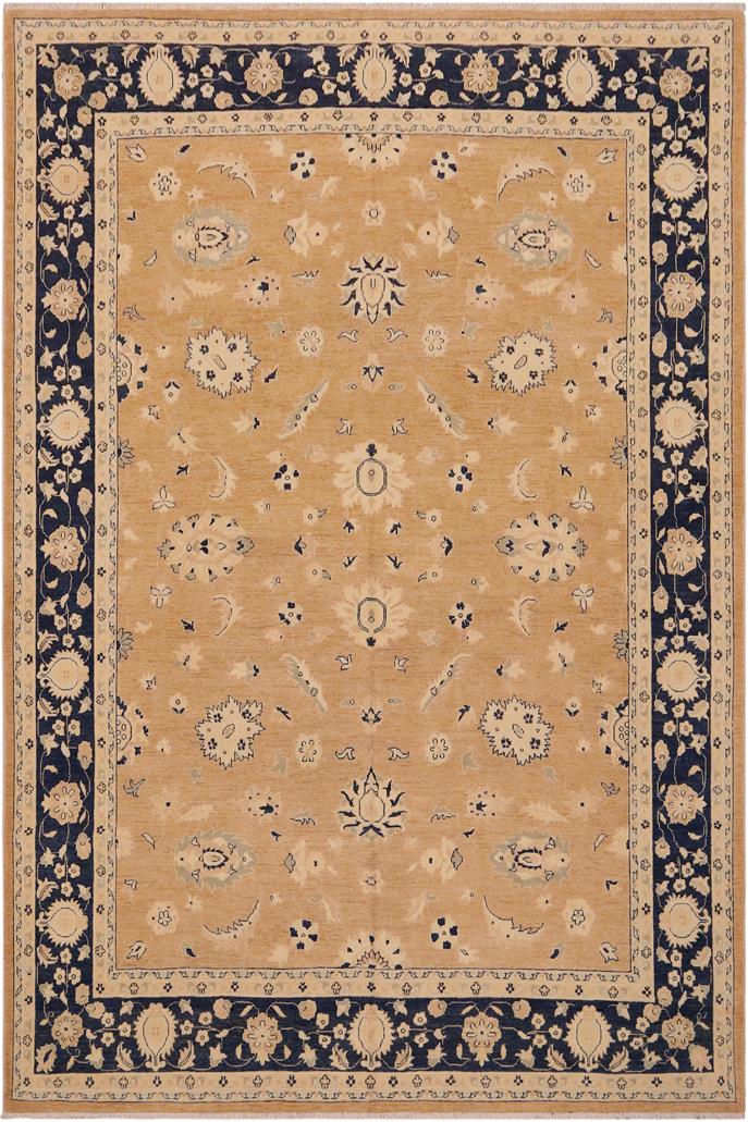 handmade Traditional Kafkaz Lt. Brown Blue Hand Knotted RECTANGLE 100% WOOL area rug 9 x 12