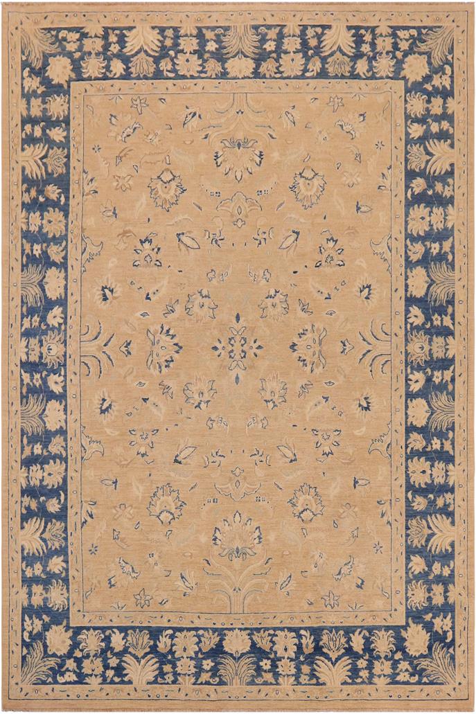 handmade Traditional Kafkaz Taupe Blue Hand Knotted RECTANGLE 100% WOOL area rug 9 x 12