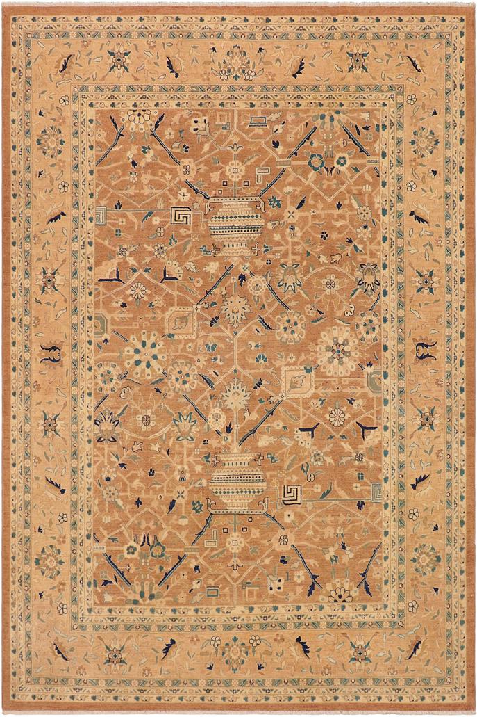 handmade Traditional Kafkaz Lt. Brown Nude Hand Knotted RECTANGLE 100% WOOL area rug 9 x 12