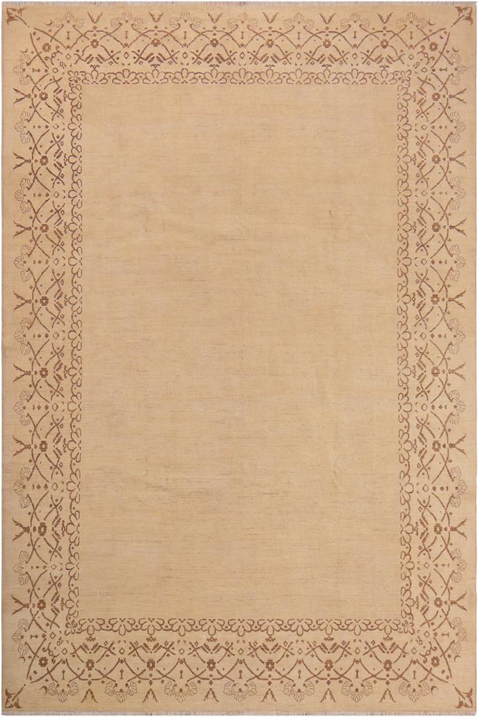 handmade Modern Kafkaz Beige Brown Hand Knotted RECTANGLE 100% WOOL area rug 9 x 12