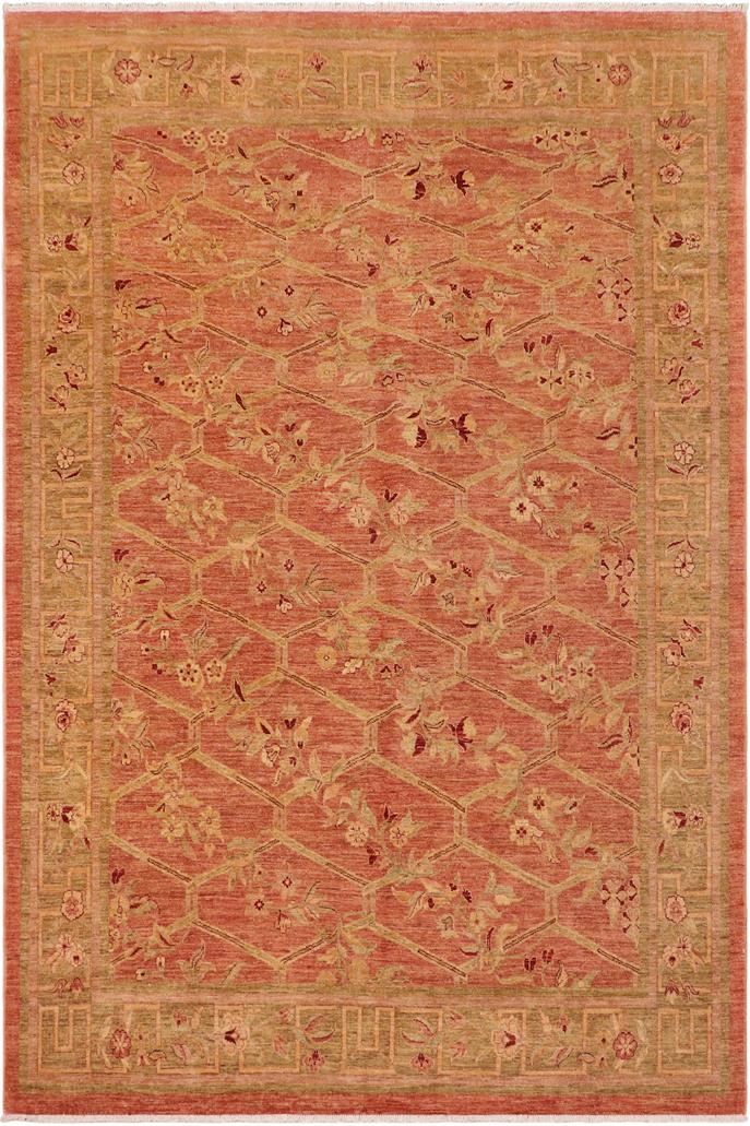 handmade Transitional Kafkaz Peach Green Hand Knotted RECTANGLE 100% WOOL area rug 9 x 12