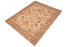 handmade Traditional Lahore Ivory Lt. Brown Hand Knotted RECTANGLE 100% WOOL area rug