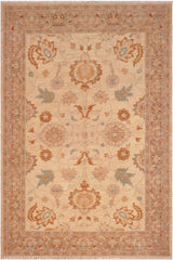 handmade Traditional Lahore Ivory Lt. Brown Hand Knotted RECTANGLE 100% WOOL area rug