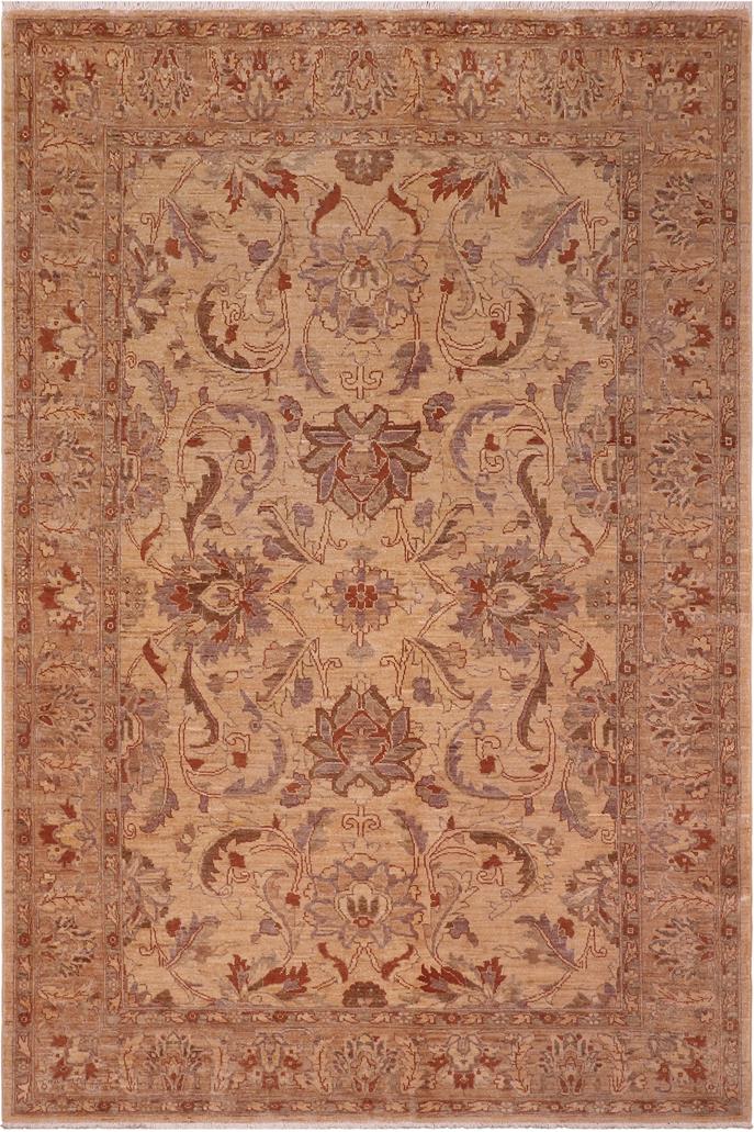 handmade Traditional Kafkaz Gold Tan Hand Knotted RECTANGLE 100% WOOL area rug 6 x 9