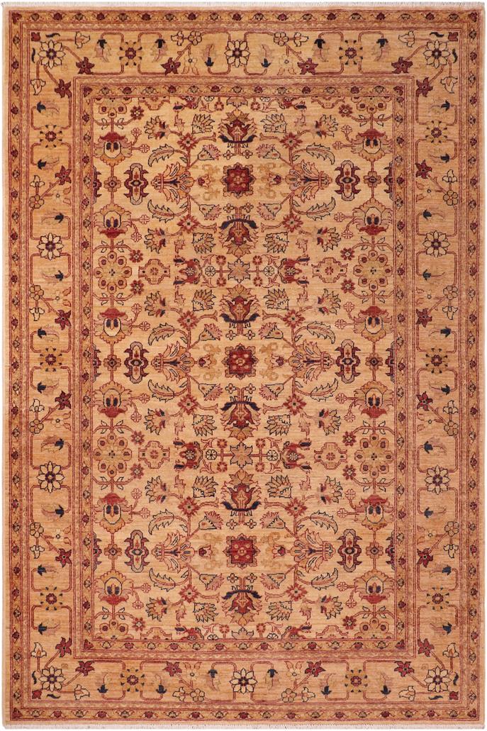 handmade Transitional Kafkaz Gold Rust Hand Knotted RECTANGLE 100% WOOL area rug 6 x 9