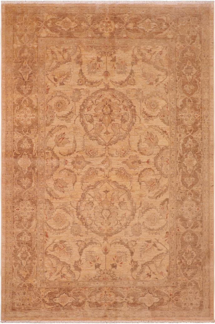 handmade Traditional Kafkaz Tan Brown Hand Knotted RECTANGLE 100% WOOL area rug 6 x 9