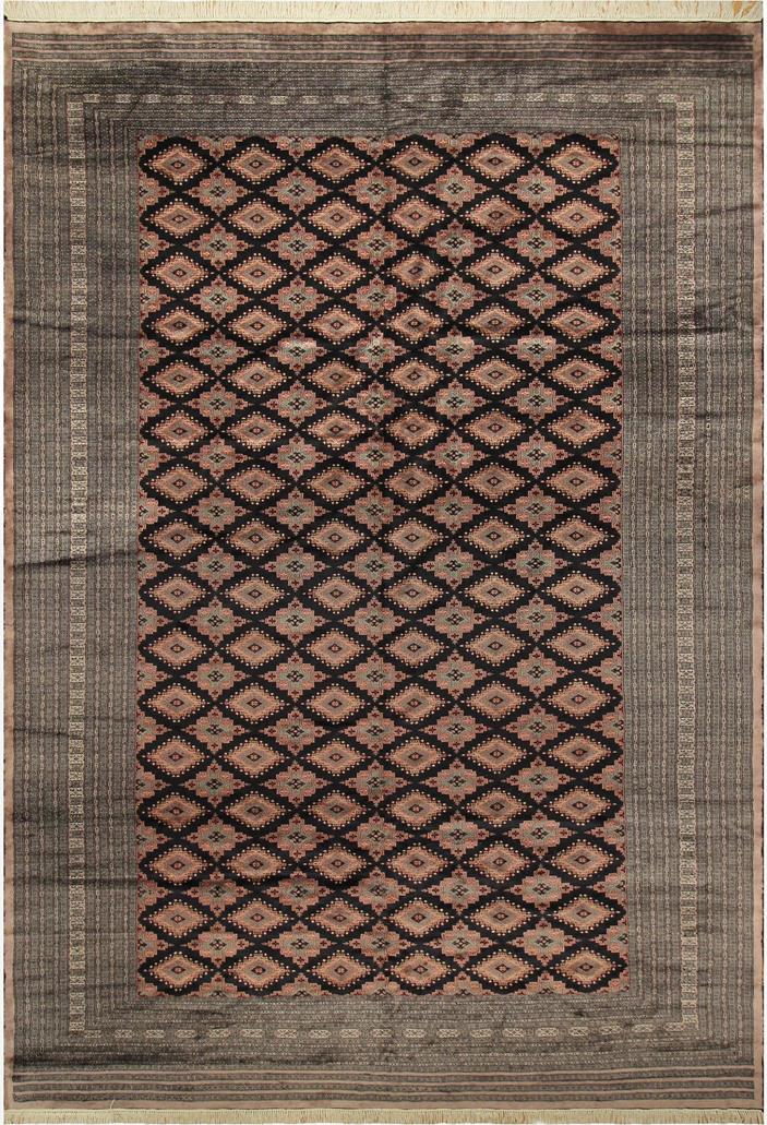 handmade Geometric Bokhara Black Lt. Brown Hand Knotted RECTANGLE 100% WOOL area rug 10 x 14