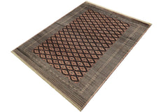 handmade Geometric Bokhara Black Lt. Brown Hand Knotted RECTANGLE 100% WOOL area rug 10 x 14