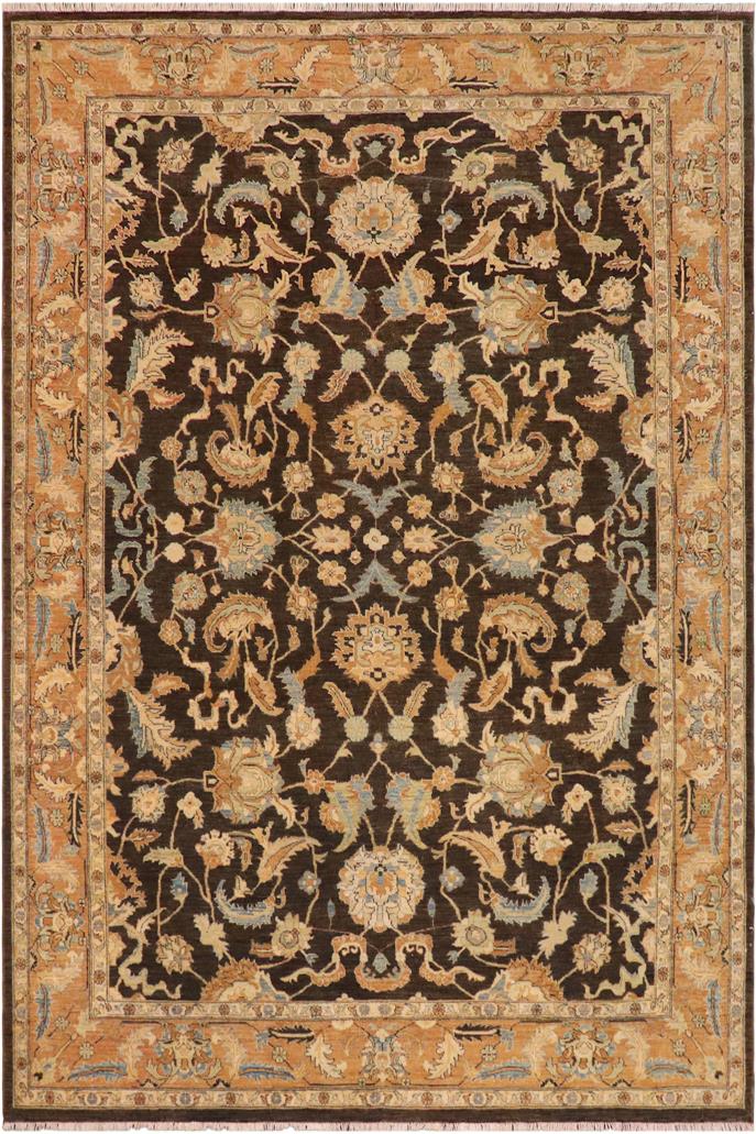 handmade Traditional Kafkaz Charcoal Brown Hand Knotted RECTANGLE 100% WOOL area rug 9 x 11