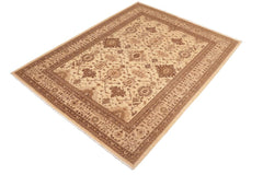 handmade Traditional Kafkaz Ivory Lt. Tan Hand Knotted RECTANGLE 100% WOOL area rug 8 x 10