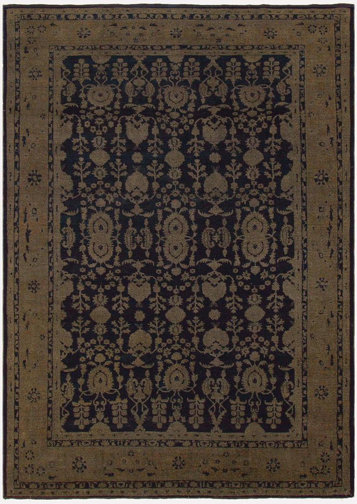 handmade Vintage Vintage Blue Brown Hand Knotted RECTANGLE 100% WOOL area rug 8x12