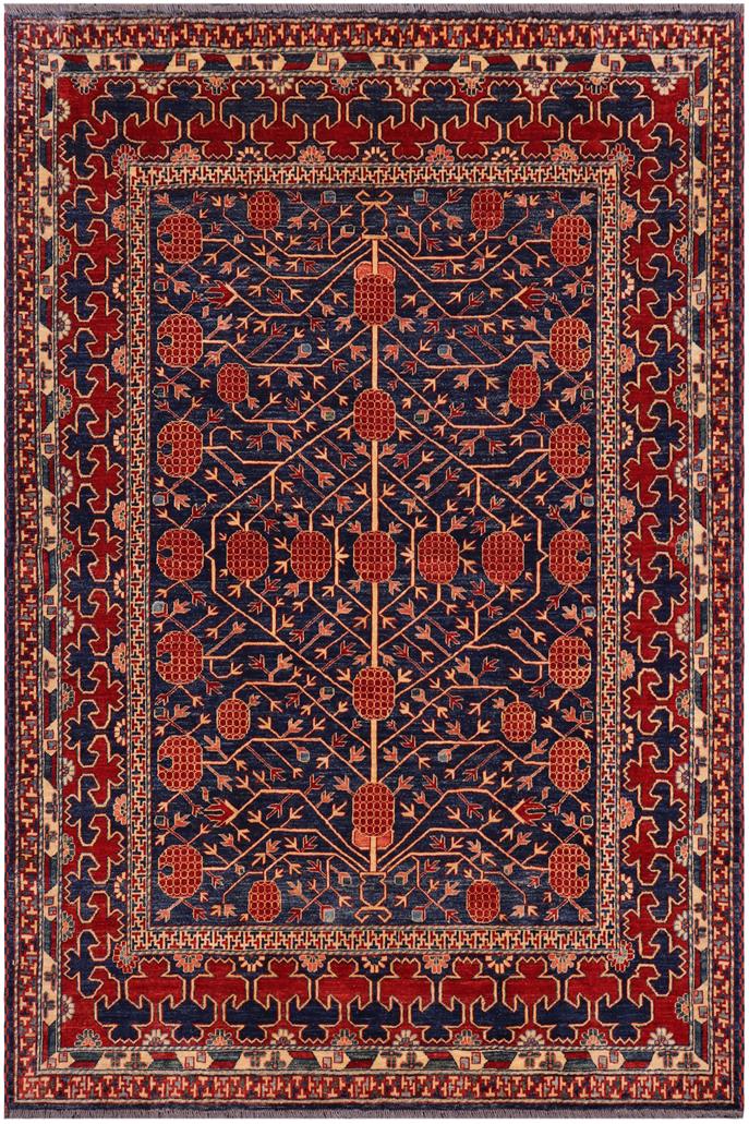 handmade Geometric Super Kazak Blue Red Hand Knotted RECTANGLE 100% WOOL area rug 7 x 8