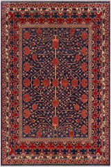 handmade Geometric Super Kazak Blue Red Hand Knotted RECTANGLE 100% WOOL area rug 7 x 8