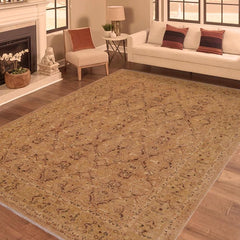 handmade Transitional Kafkaz Tan Lt. Green Hand Knotted RECTANGLE 100% WOOL area rug 9 x 12