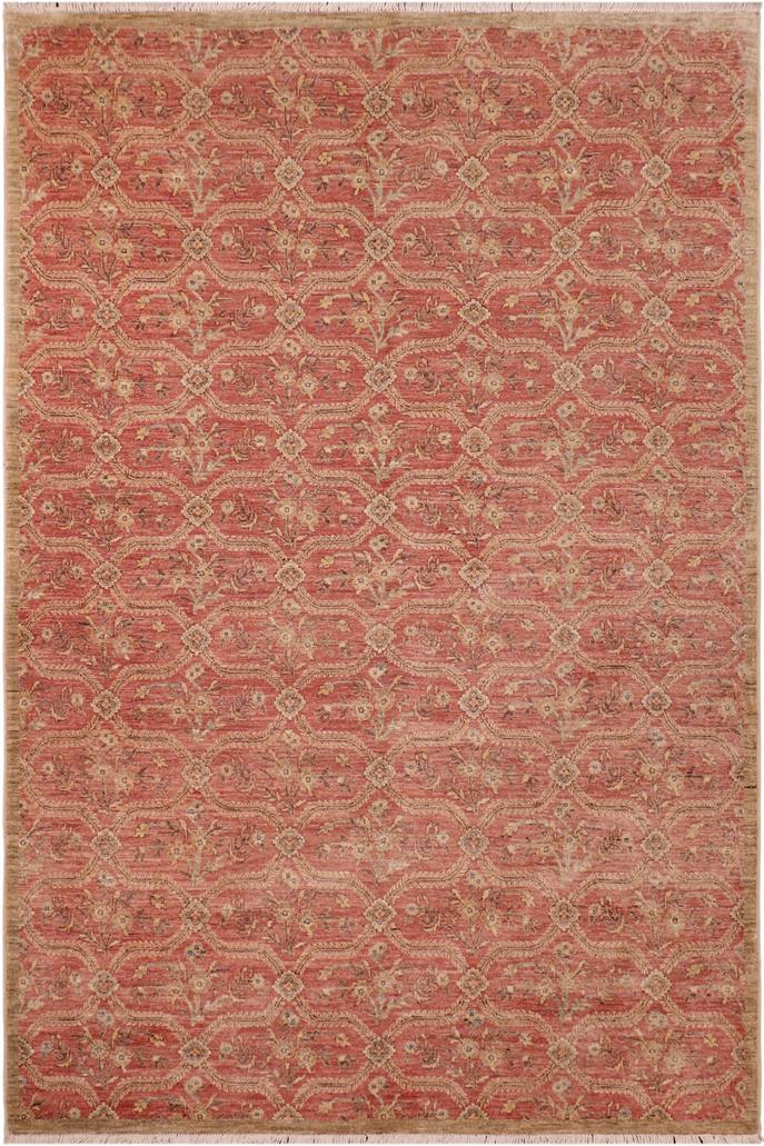 handmade Transitional Kafkaz Pink Green Hand Knotted RECTANGLE 100% WOOL area rug 6 x 9