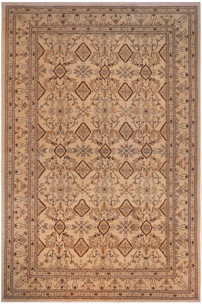 handmade Transitional Kafkaz Ivory Ivory Hand Knotted RECTANGLE 100% WOOL area rug 12 x 19