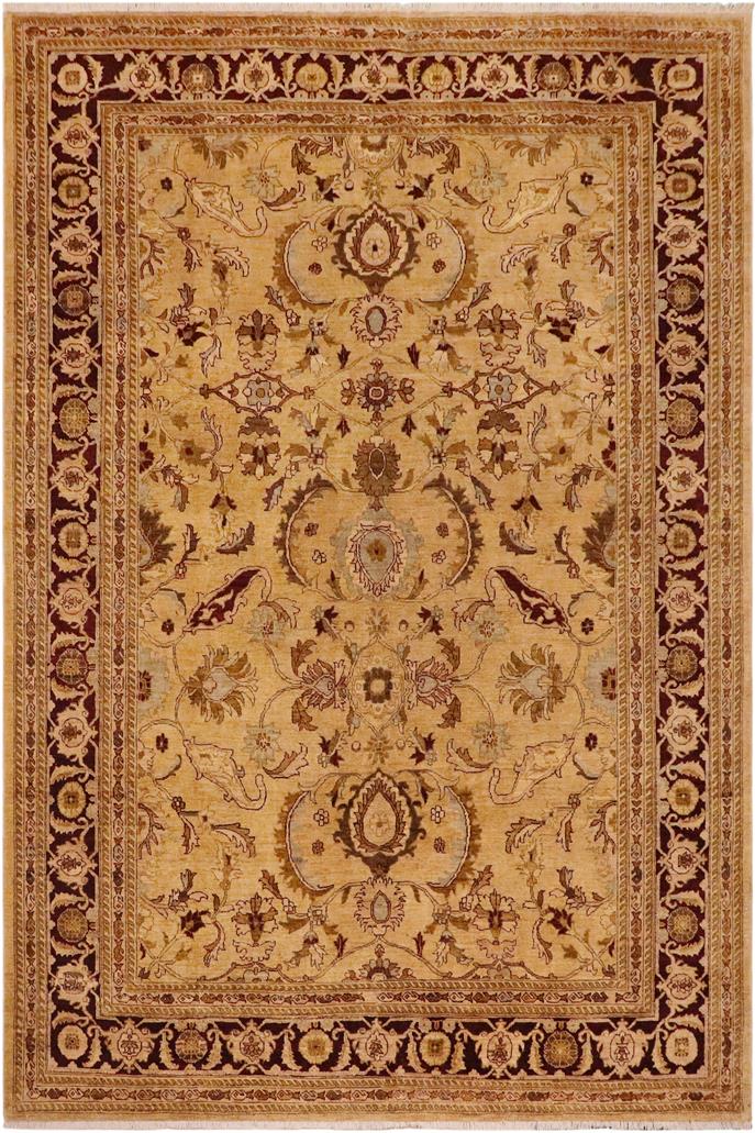 handmade Traditional Kafkaz Lt. Gold Burgundy Hand Knotted RECTANGLE 100% WOOL area rug 9 x 12