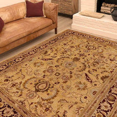 handmade Traditional Kafkaz Lt. Gold Burgundy Hand Knotted RECTANGLE 100% WOOL area rug 9 x 12