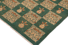 handmade Transitional Kafkaz Green Lt. Tan Hand Knotted RECTANGLE 100% WOOL area rug 9 x 12