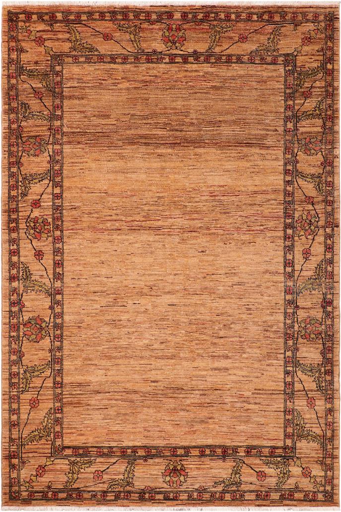 handmade Modern Gabbeh Beige Rust Hand Knotted RECTANGLE 100% WOOL area rug 6  x 8 