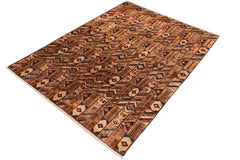 handmade Modern Gabbeh Brown Beige Hand Knotted RECTANGLE 100% WOOL area rug 6  x 9 