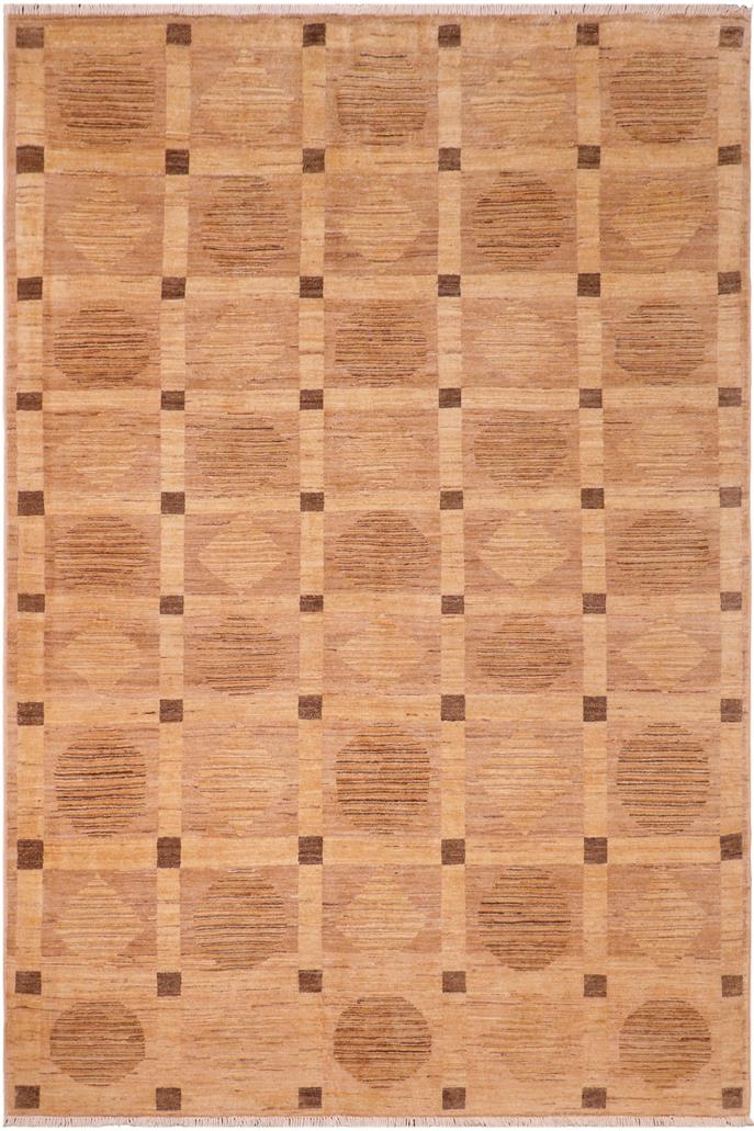 handmade Modern Kafkaz Tan Brown Hand Knotted RECTANGLE 100% WOOL area rug 6  x 9 