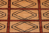 handmade Modern Gabbeh Beige Rust Hand Knotted RECTANGLE 100% WOOL area rug 6  x 9 