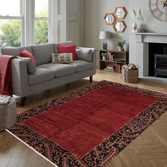 handmade Modern Kafkaz Red Black Hand Knotted RECTANGLE 100% WOOL area rug 6 x 10