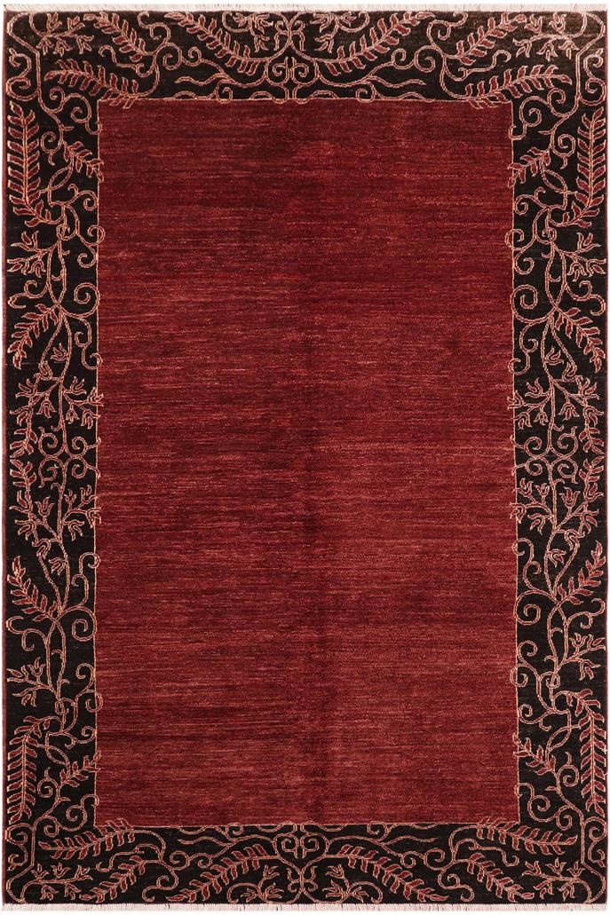 handmade Modern Kafkaz Red Black Hand Knotted RECTANGLE 100% WOOL area rug 6 x 10