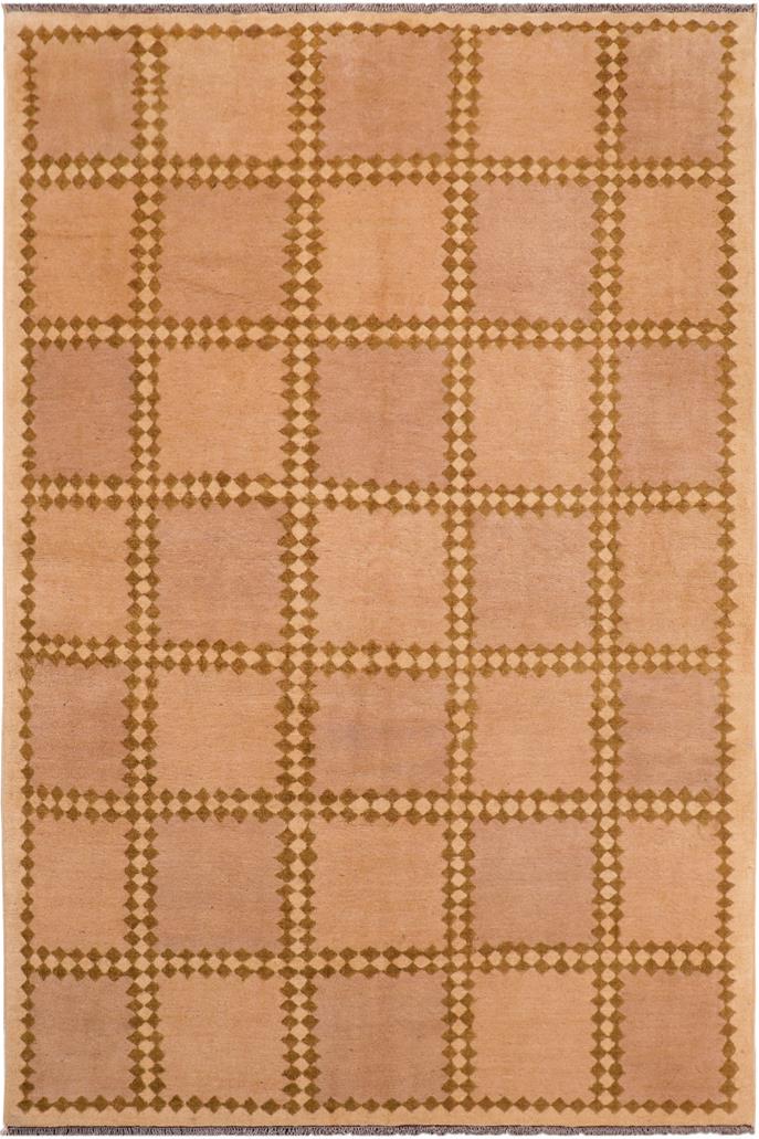 handmade Modern Kafkaz Tan Beige Hand Knotted RECTANGLE 100% WOOL area rug 6  x 8 