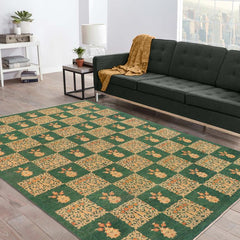 handmade Transitional Kafkaz Green Tan Hand Knotted RECTANGLE 100% WOOL area rug 9 x 13