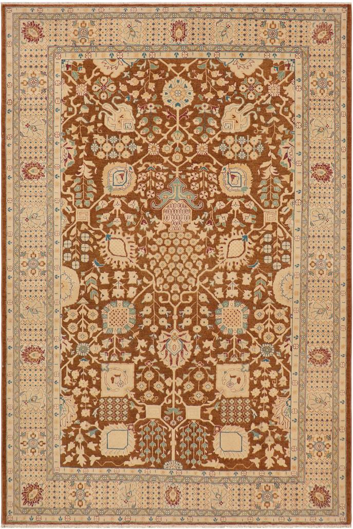 handmade Traditional Kafkaz Brown Beige Hand Knotted RECTANGLE 100% WOOL area rug 9 x 12