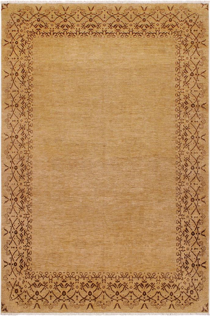 handmade Modern Kafkaz Tan Brown Hand Knotted RECTANGLE 100% WOOL area rug 9 x 12