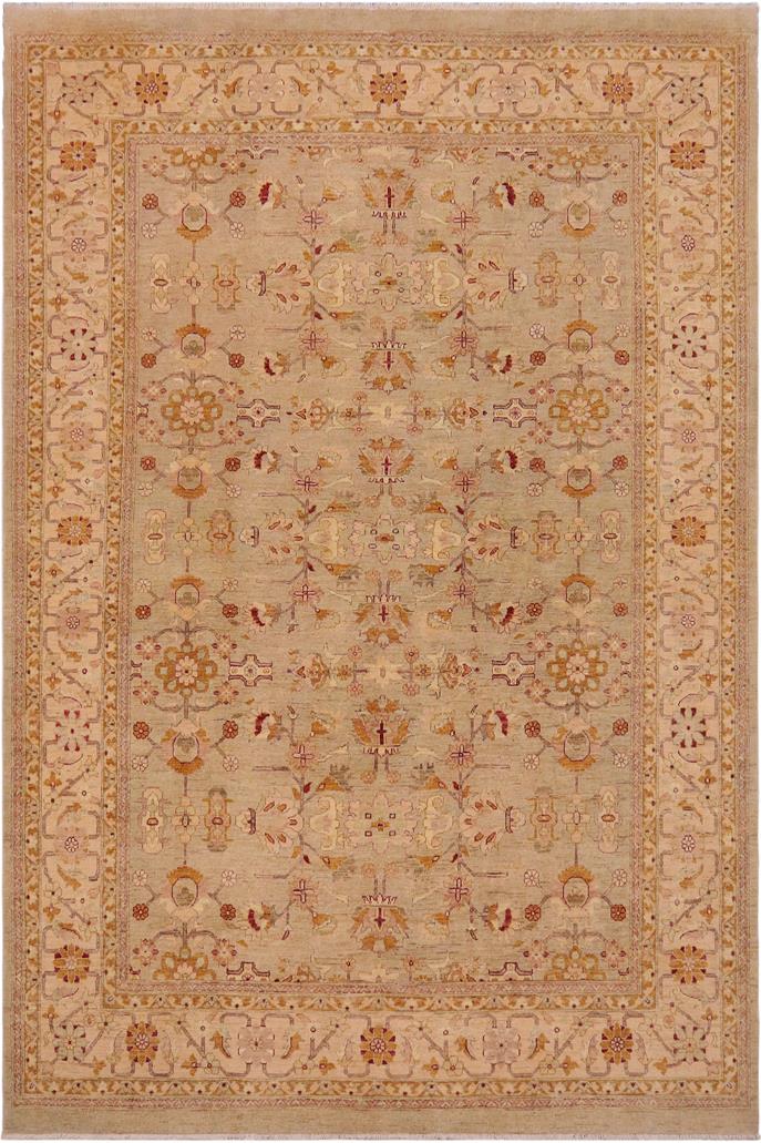 handmade Traditional Kafkaz Lt. Green Beige Hand Knotted RECTANGLE 100% WOOL area rug 9 x 12