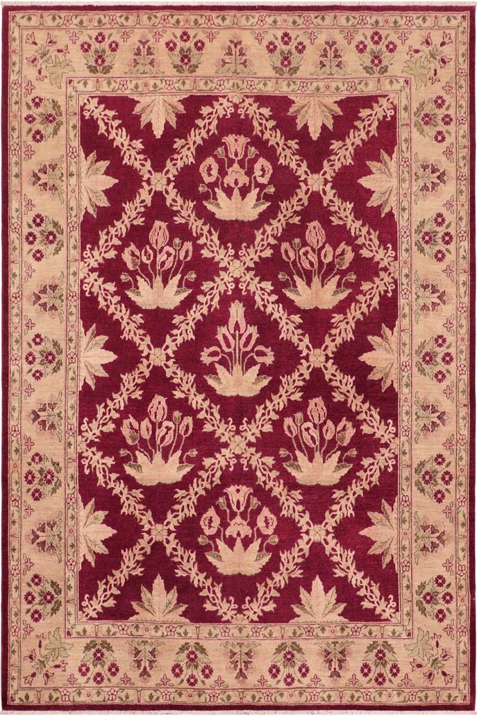 handmade Transitional Kafkaz Magenta Beige Hand Knotted RECTANGLE 100% WOOL area rug 8 x 10