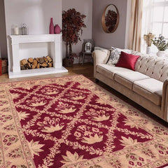 handmade Transitional Kafkaz Magenta Beige Hand Knotted RECTANGLE 100% WOOL area rug 8 x 10