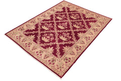 handmade Transitional Kafkaz Magenta Beige Hand Knotted RECTANGLE 100% WOOL area rug 8 x 10