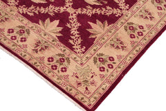 handmade Transitional Kafkaz Magenta Beige Hand Knotted RECTANGLE 100% WOOL area rug 8 x 10